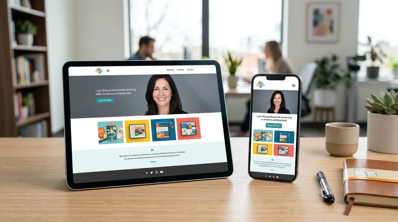 Sitio Web Responsive para Profesionales Página web profesional adaptándose a tablet y smartphone.