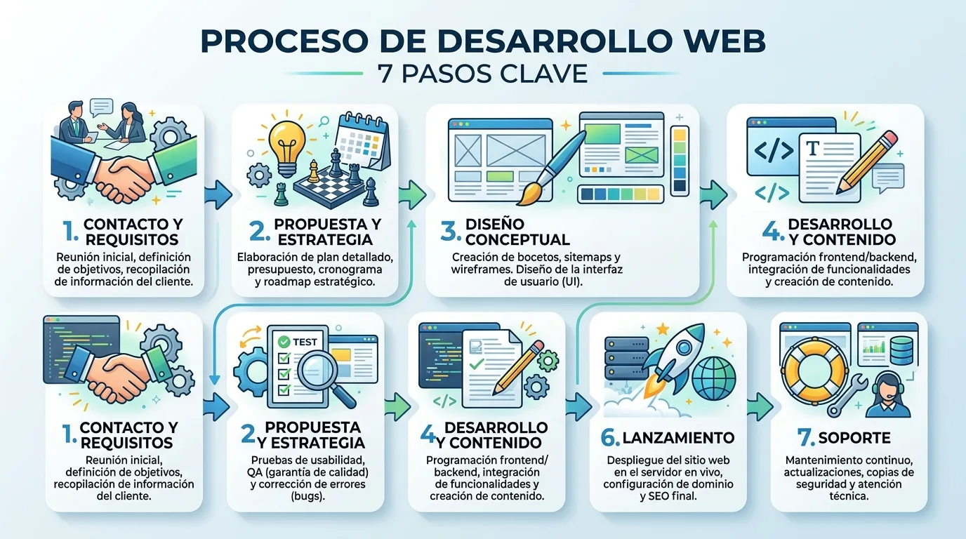 Nuestro Proceso de Desarrollo Web Profesional Diagrama del proceso de creación de una página web