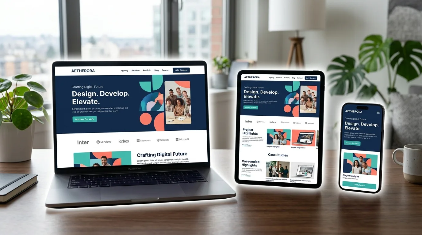 La Importancia del Diseño Responsivo en Páginas Web Profesionales Diseño responsivo de páginas web profesionales adaptándose a laptop, tablet y smartphone.