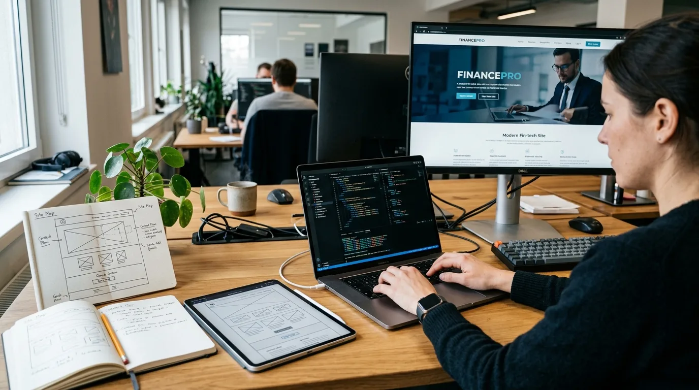 Fases del Desarrollo de Páginas Web Profesionales Proceso de creación de una página web profesional, desde el boceto hasta el desarrollo y diseño.