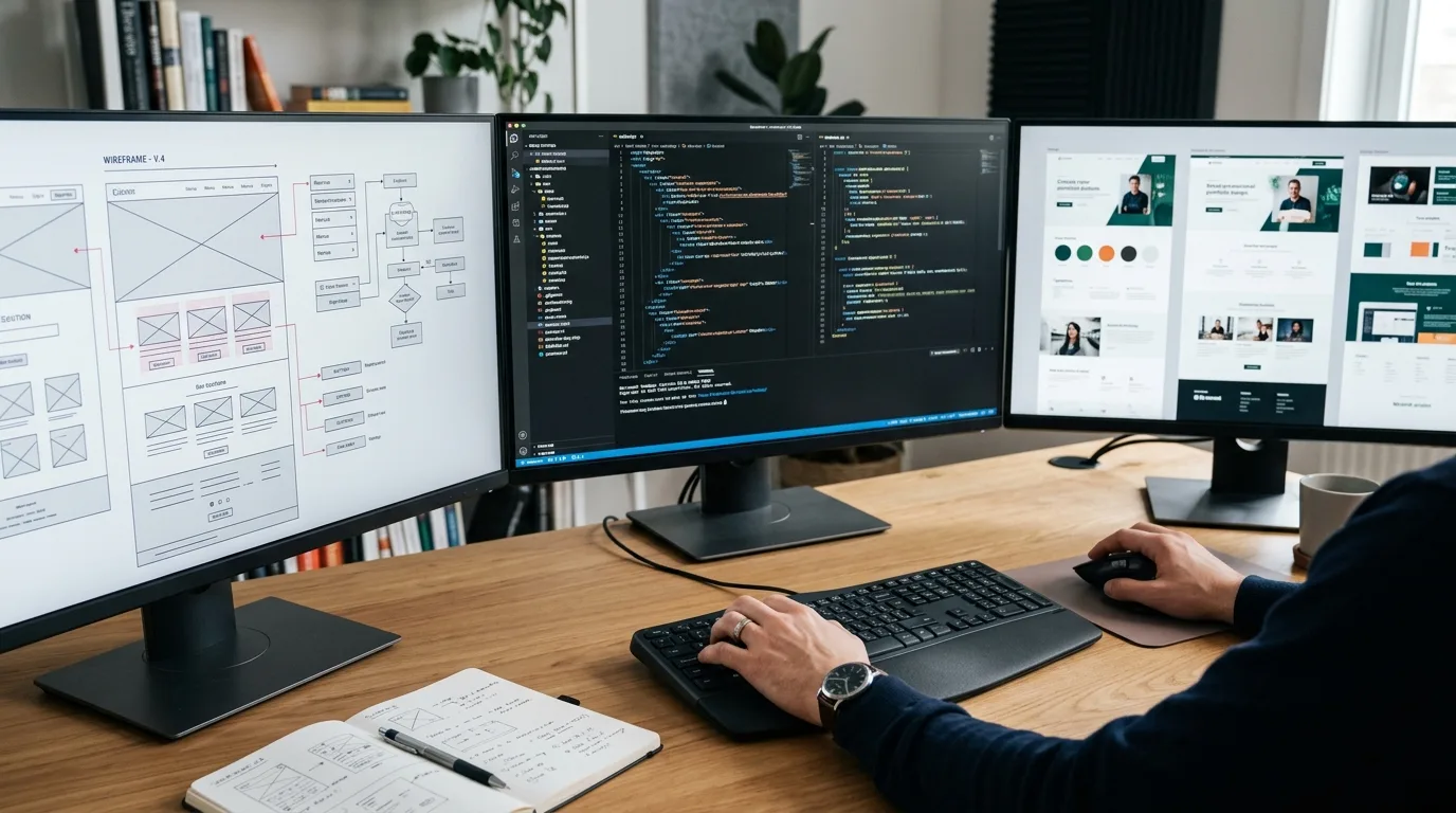 Factores que Influyen en el Precio de una Página Web Un diagrama que ilustra diferentes módulos y características de un sitio web, como e-commerce, blog, diseño responsivo y optimización SEO.