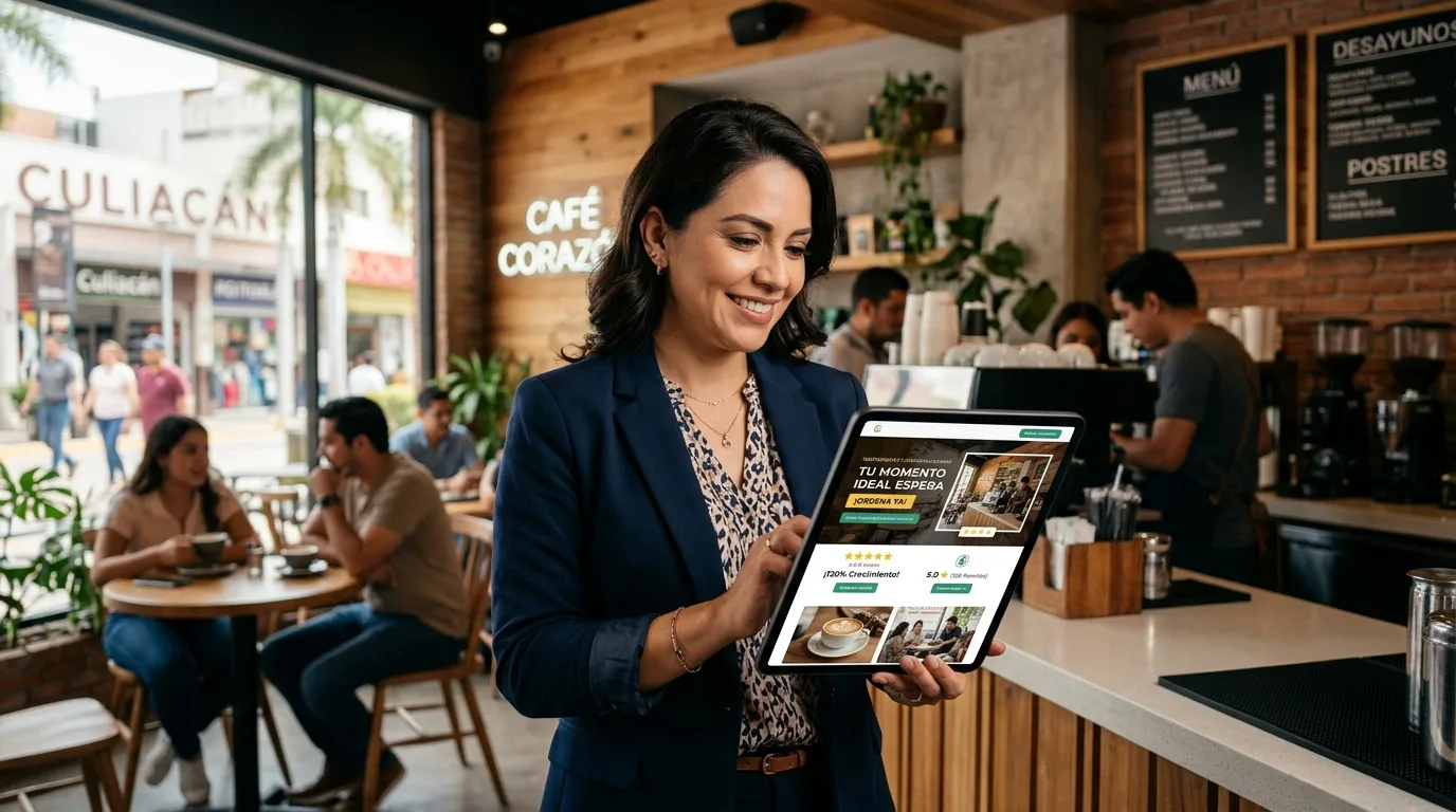 Landing Pages Responsivas y Amigables para Usuarios de Culiacán Una landing page siendo visualizada en diferentes dispositivos: un ordenador de escritorio, una tablet y un smartphone, mostrando un diseño responsivo.